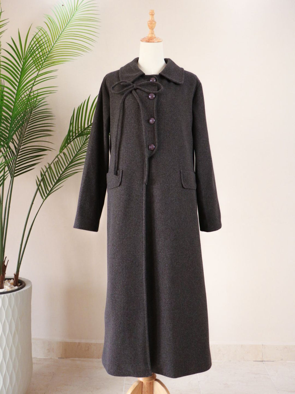 Side Bow Coat - Dark Grey
