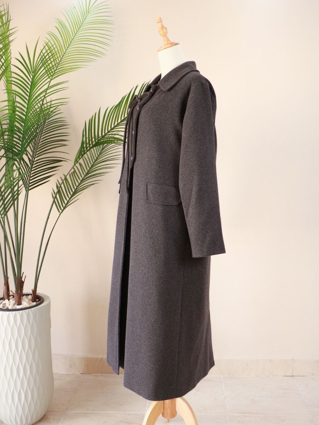 Side Bow Coat - Dark Grey