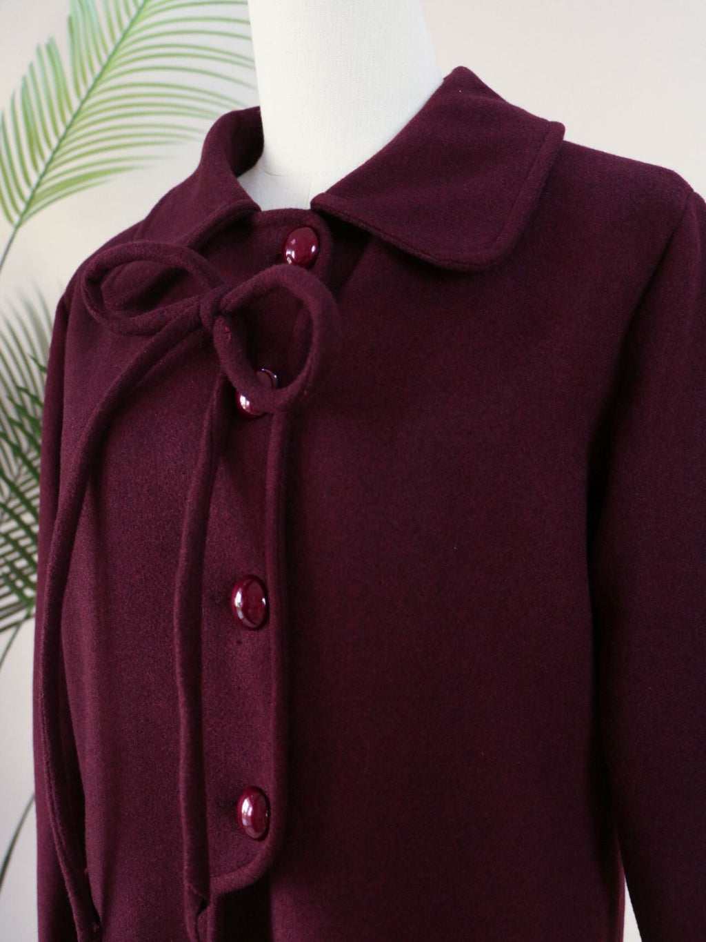 Side Bow Coat - Dark Plum