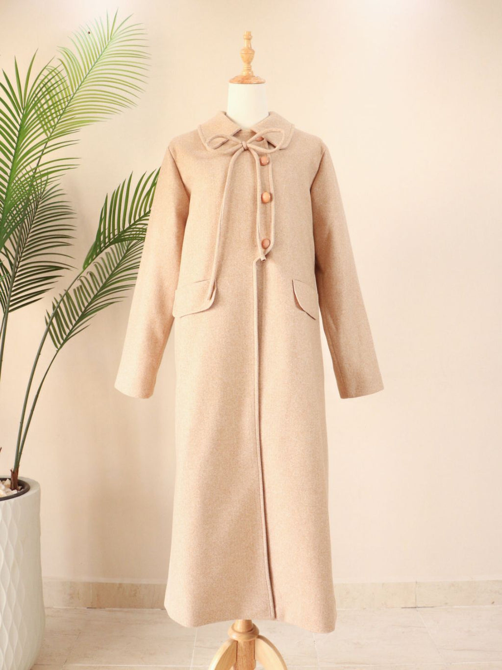 Side Bow Coat - Beige