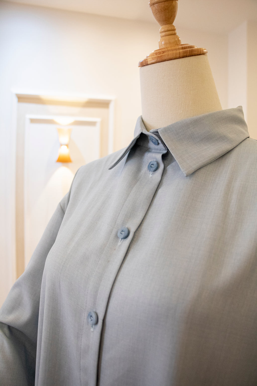 Drop-Shoulder Tunic Shirt — Baby Blue
