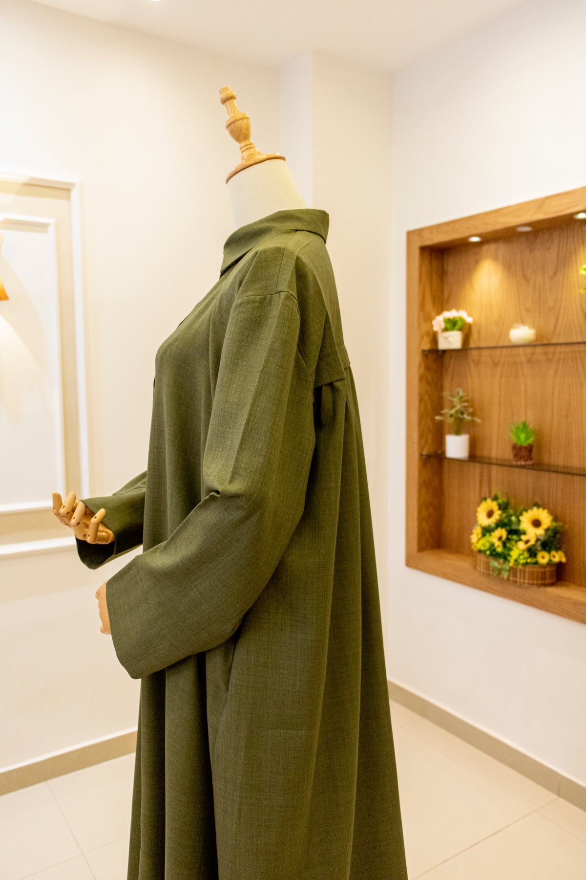 Drop-Shoulder Tunic Shirt — Dark Army Green
