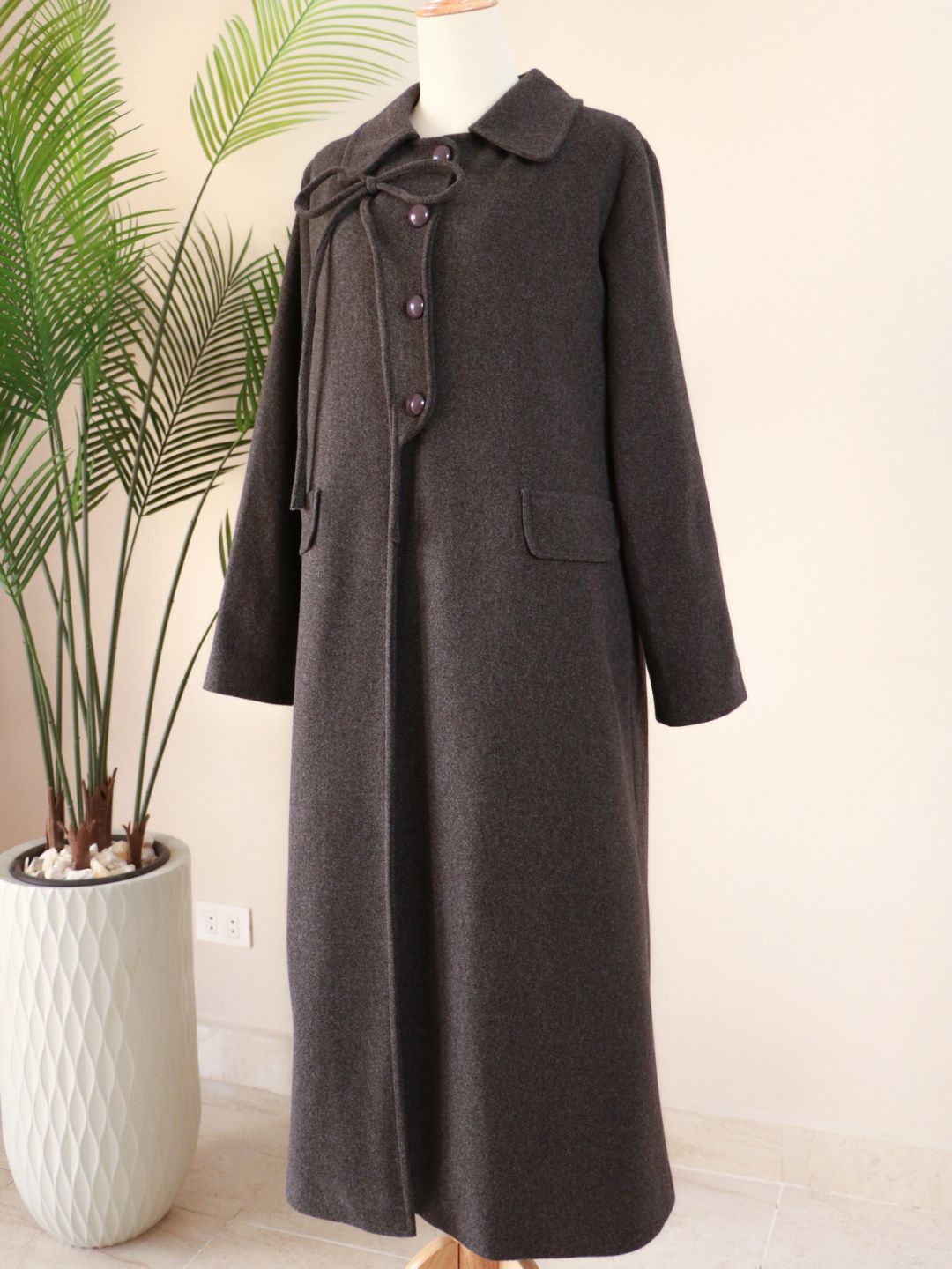 Side Bow Coat - Dark Grey