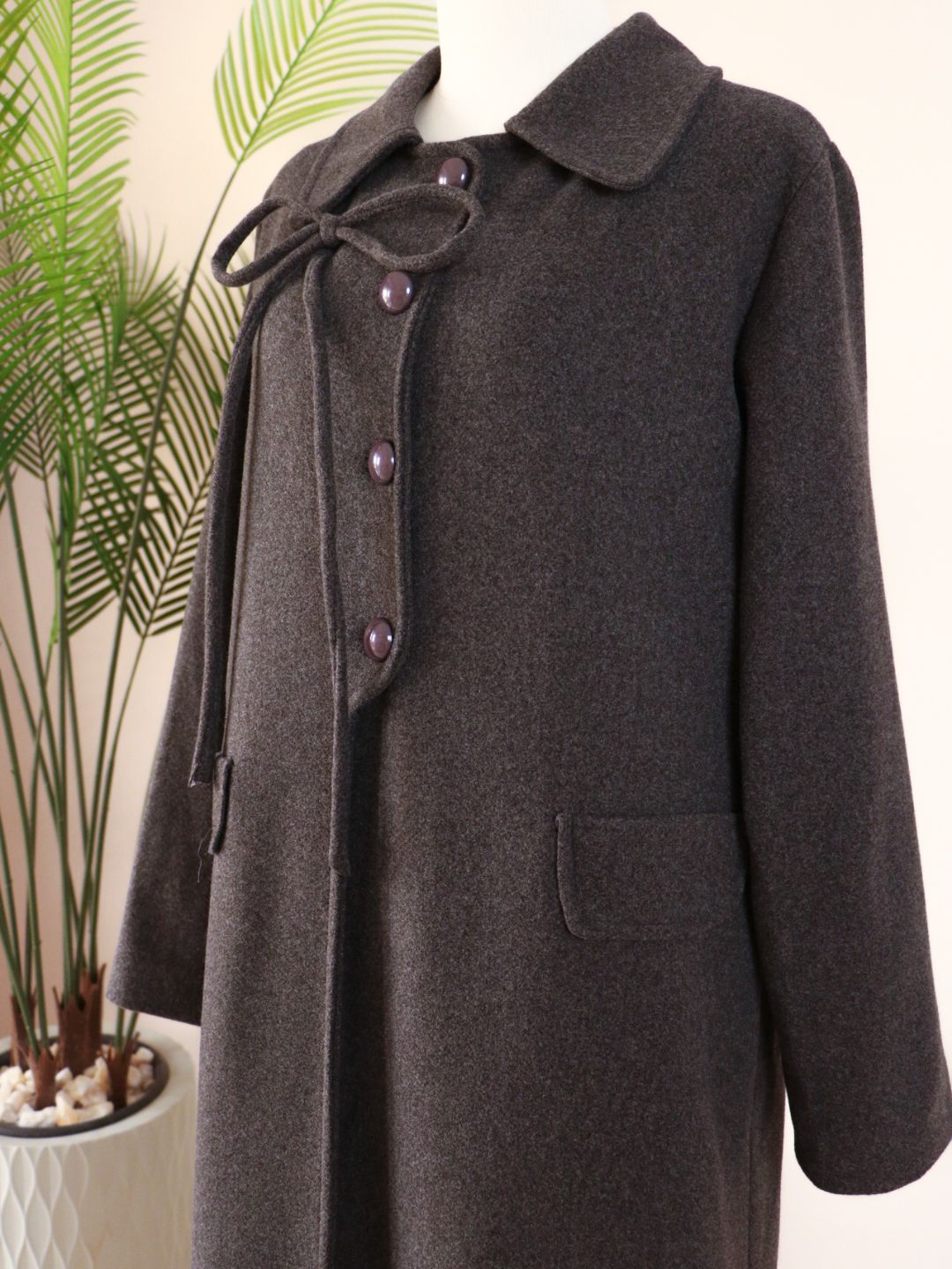 Side Bow Coat - Dark Grey