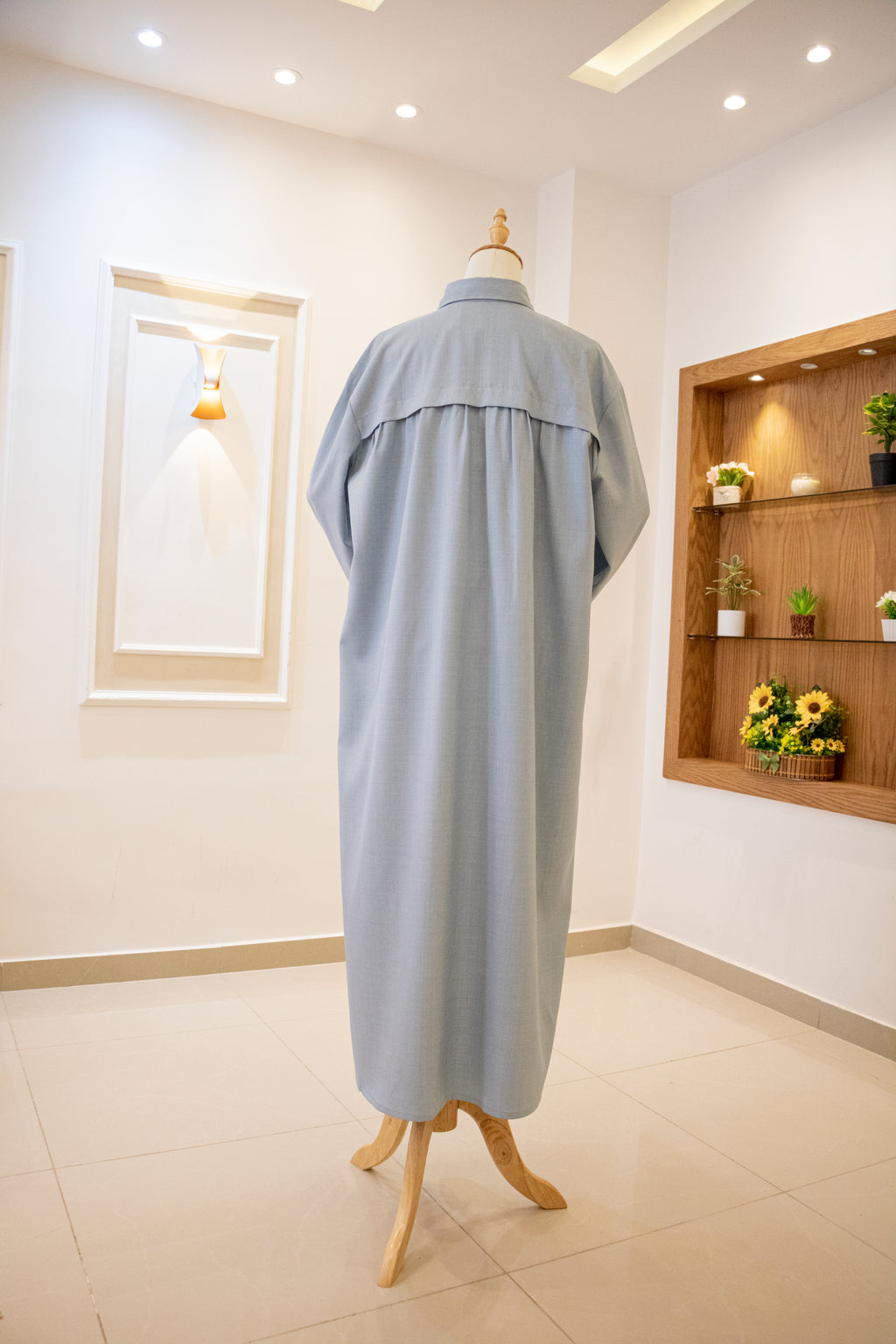 Drop-Shoulder Tunic Shirt — Baby Blue