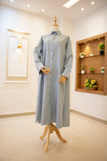 Drop-Shoulder Tunic Shirt — Baby Blue