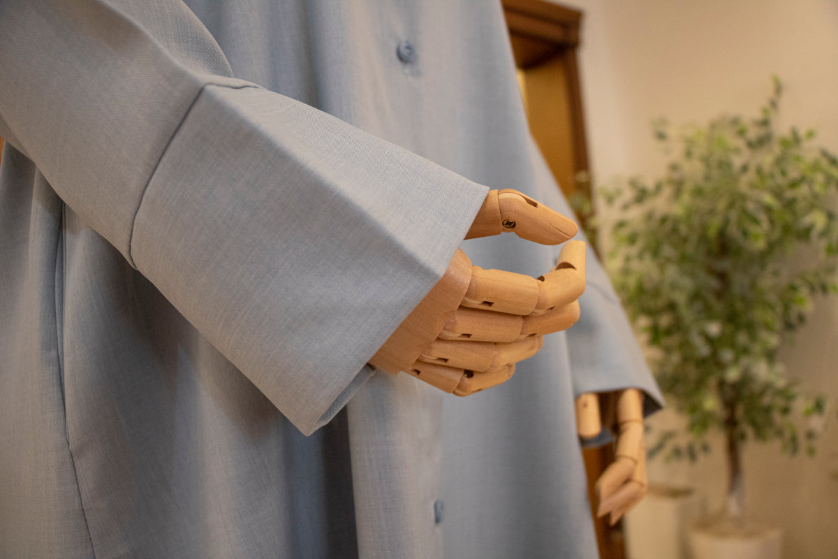 Drop-Shoulder Tunic Shirt — Baby Blue