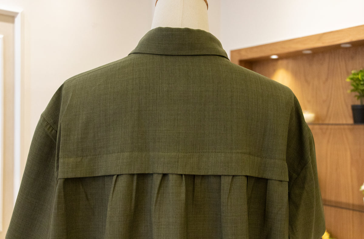Drop-Shoulder Tunic Shirt — Dark Army Green