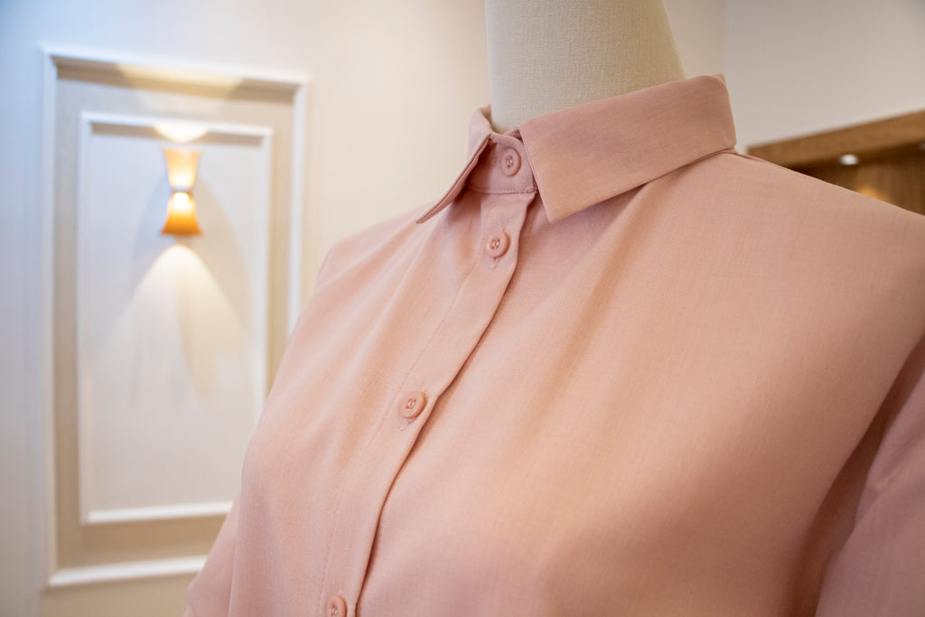 Drop-Shoulder Tunic Shirt — Light Pink