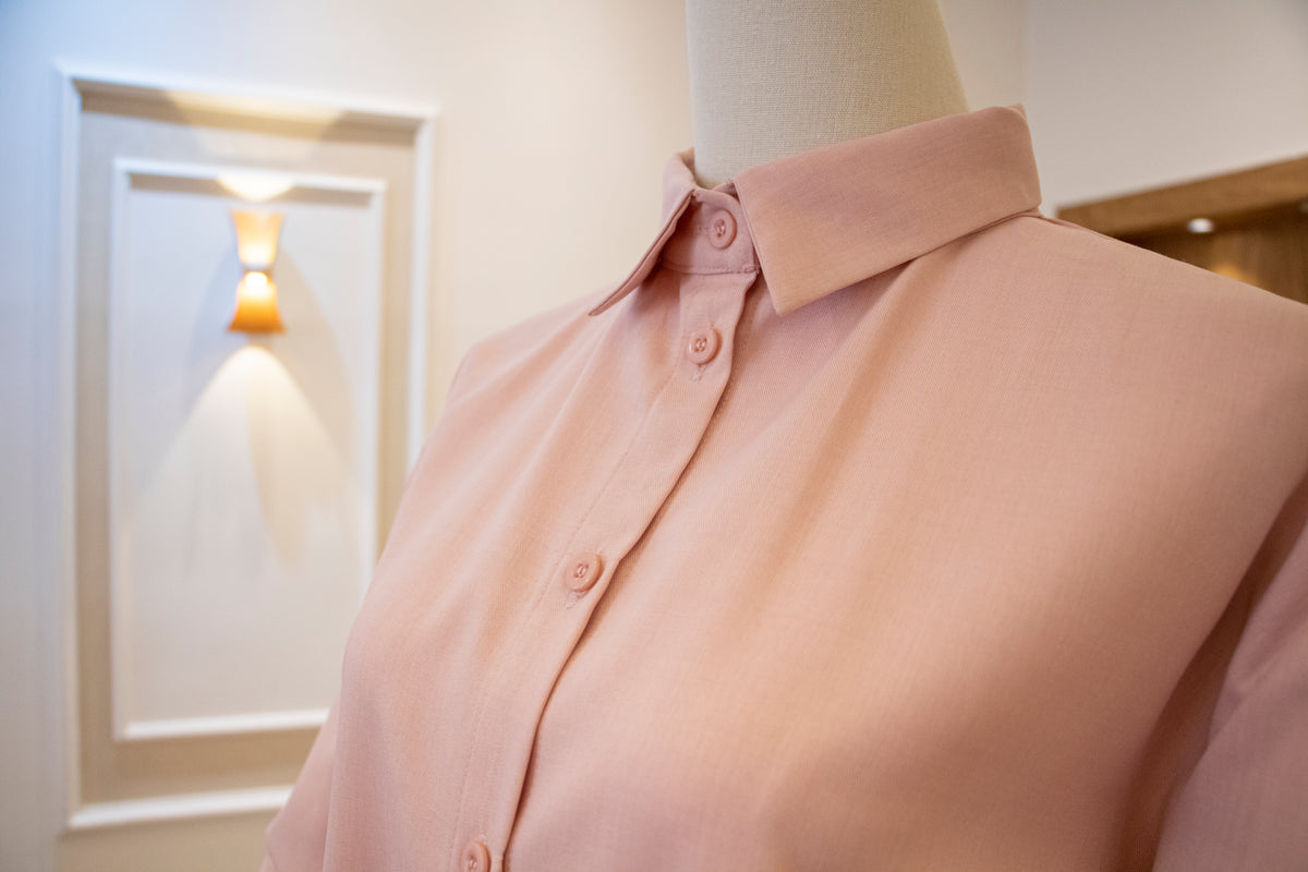 Drop-Shoulder Tunic Shirt — Light Pink