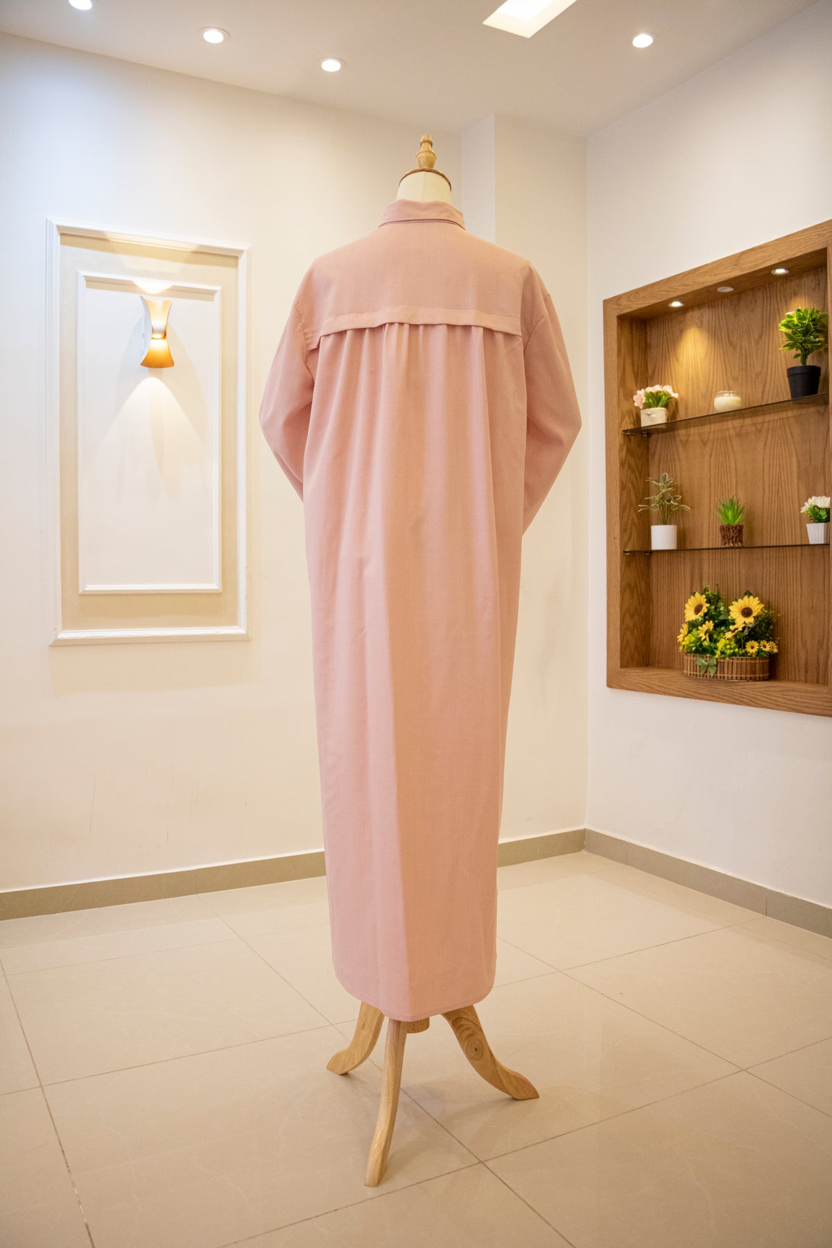 Drop-Shoulder Tunic Shirt — Light Pink