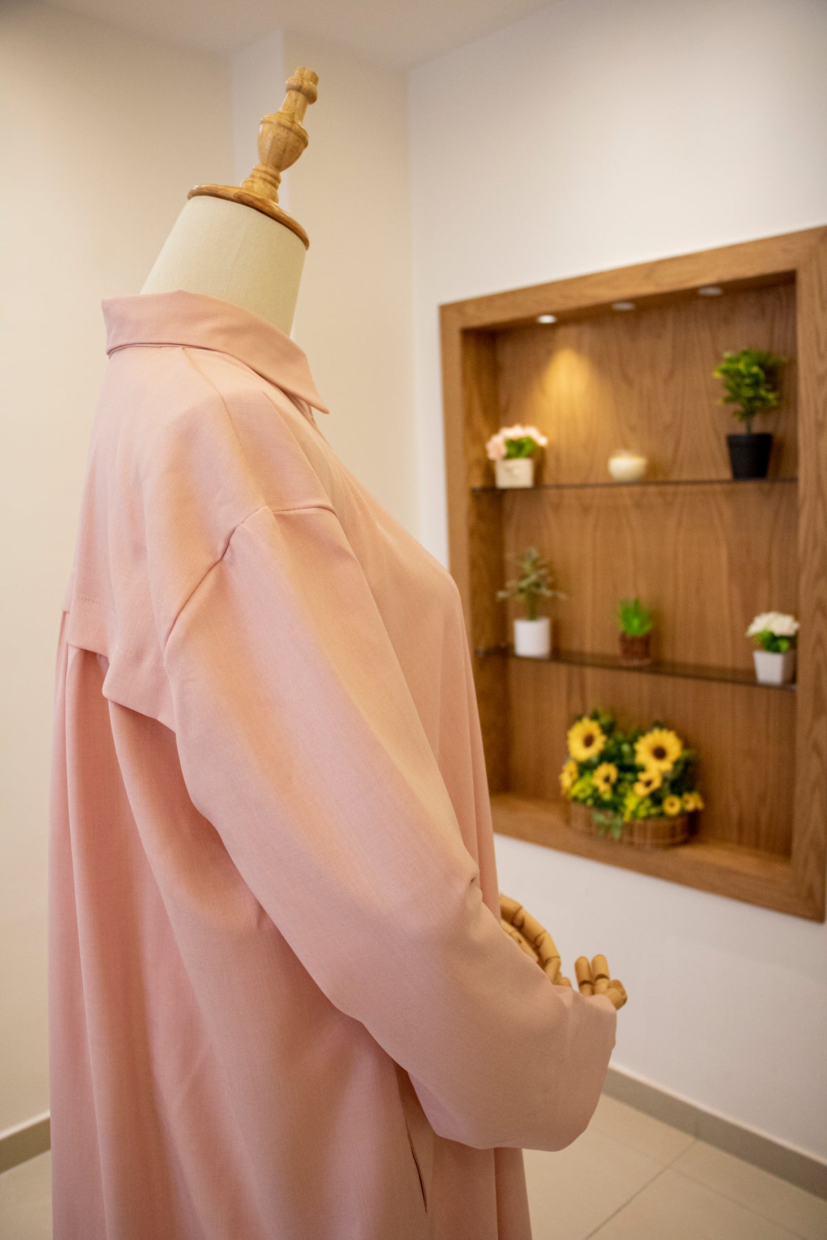 Drop-Shoulder Tunic Shirt — Light Pink