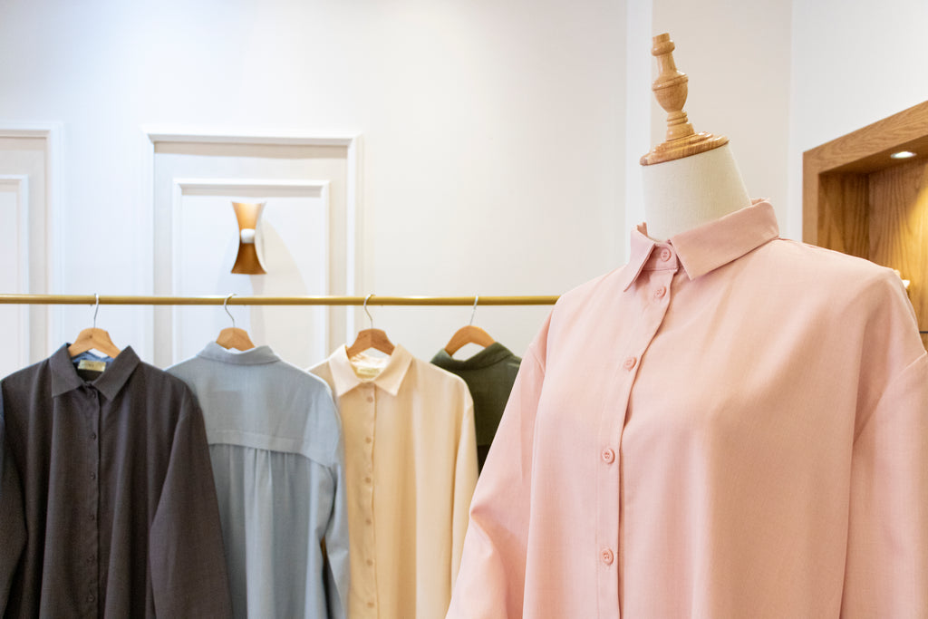 Drop-Shoulder Tunic Shirt — Light Pink