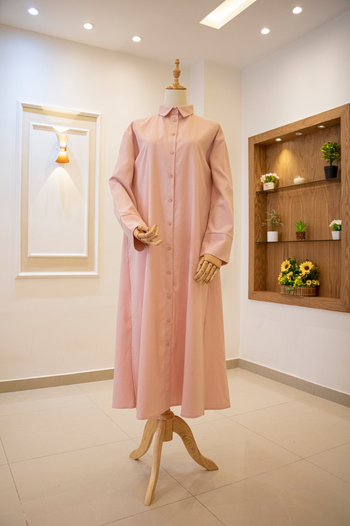 Drop-Shoulder Tunic Shirt — Light Pink