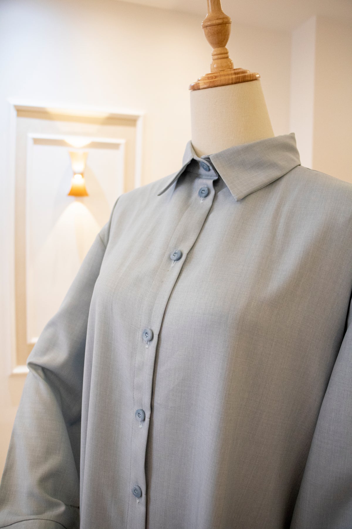 Drop-Shoulder Tunic Shirt — Baby Blue