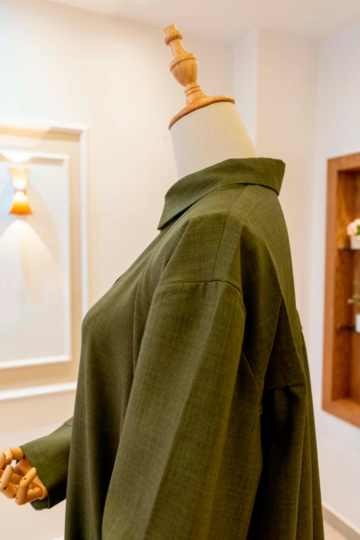 Drop-Shoulder Tunic Shirt — Dark Army Green